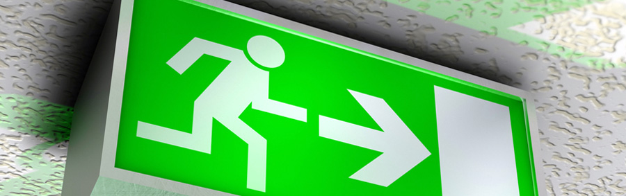 Fluchtwegschild im Detail